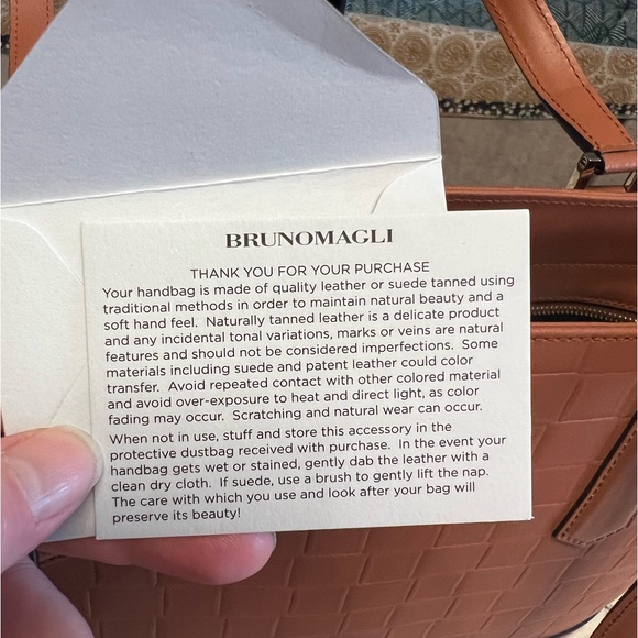 Bruno Magli Woven Embossed Italian Leather Tote. Sienna in color. NWT - Picture 8 of 8